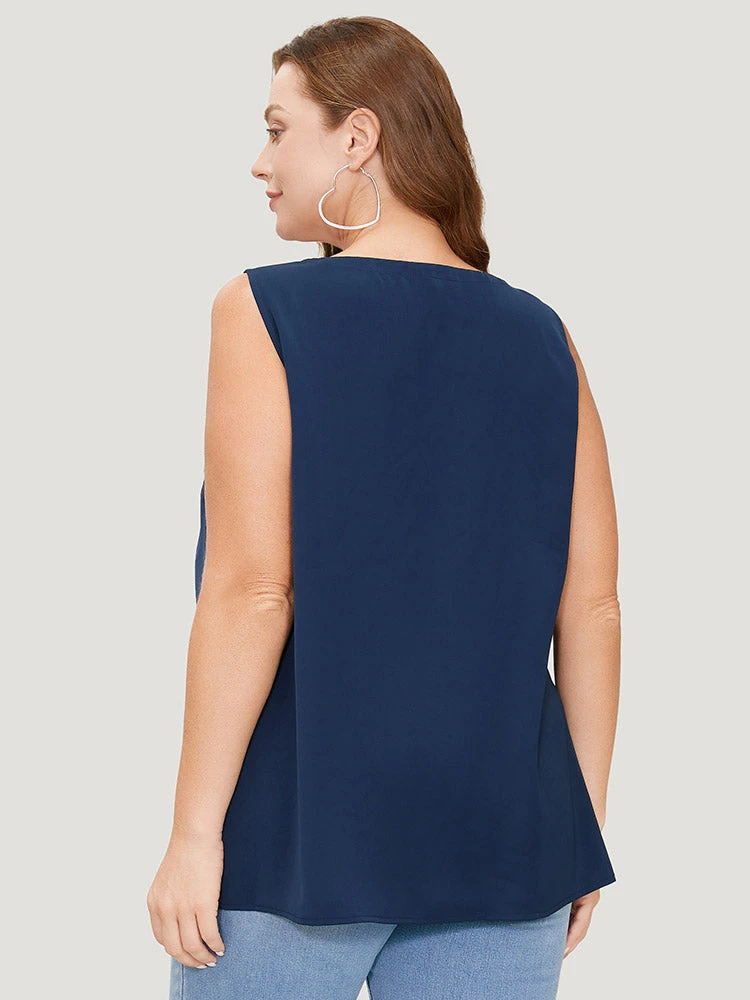 Solid Half Zipper Flap Detail Tank Top 4 Solid Half Zipper Flap Detail Tank Top - Image 2