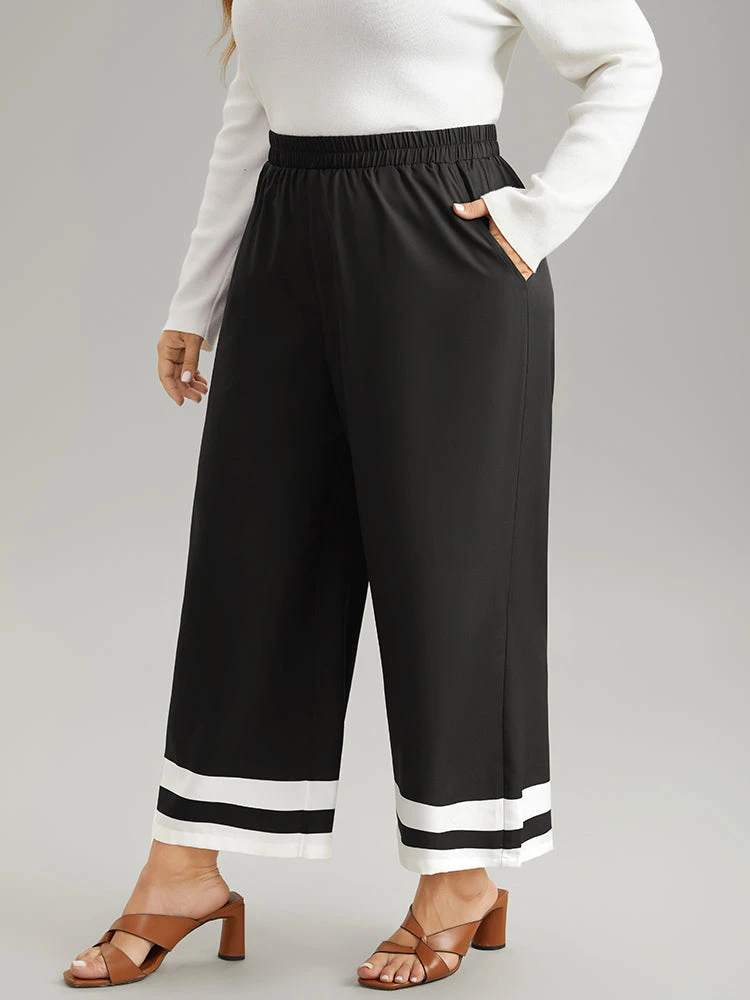 Contrast Trim Slant Pocket Elastic Waist Pants 5 Contrast Trim Slant Pocket Elastic Waist Pants - Image 3