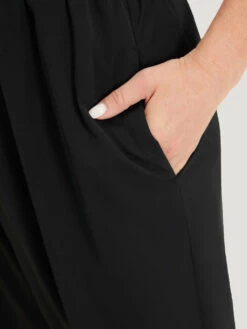 Solid Lace Mesh Pocket Sleeveless Jumpsuit -Bloomchic Shop 990585806 ox