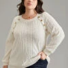 Plain Texture Button Detail Knit Sweatshirt -Bloomchic Shop 992296133 ej
