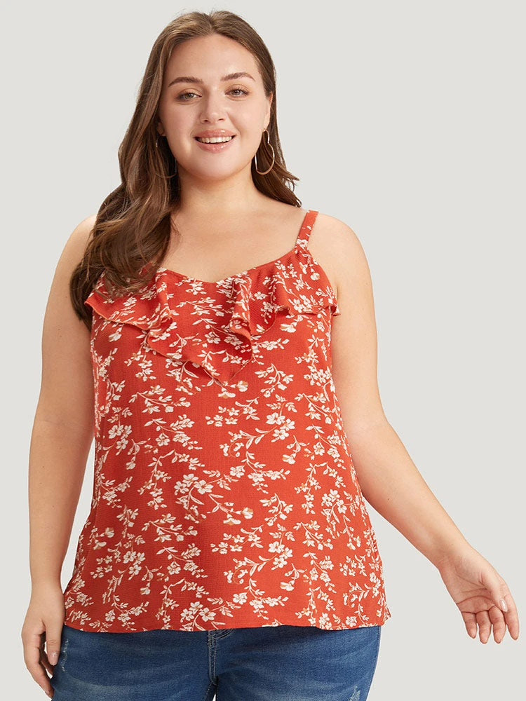 Ditsy Floral Ruffle Trim Cami Top 4 Ditsy Floral Ruffle Trim Cami Top - Image 2