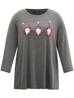 Santa Claus Print Long Sleeve T-shirt -Bloomchic Shop 998693405 gq 72249130 04ee 473d 8a1d 85720a460292