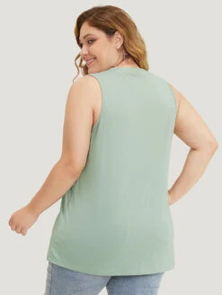 Letter Print Button Up Graphic Sleeveless Tank Top -Bloomchic Shop 998994719 zt