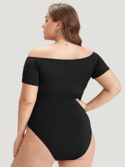 Plain Off Shoulder Raglan Sleeve Bodysuit -Bloomchic Shop 999239152 xo