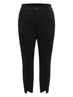 Solid Asymmetrical Hem Pocket Ankle Pants 17 Solid Asymmetrical Hem Pocket Ankle Pants -Bloomchic Shop 999578972 td