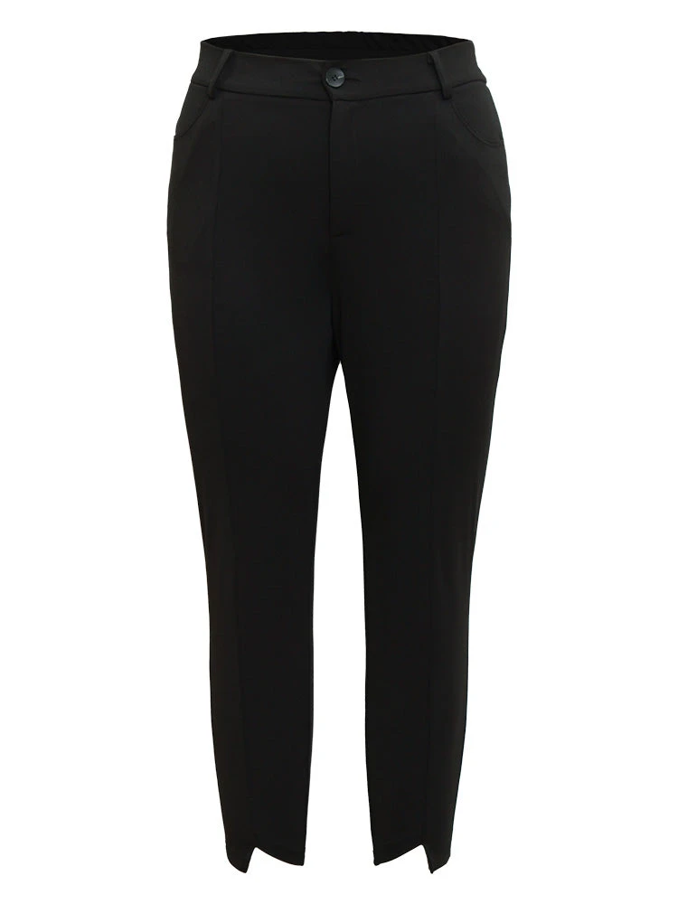 Solid Asymmetrical Hem Pocket Ankle Pants 10 Solid Asymmetrical Hem Pocket Ankle Pants - Image 8